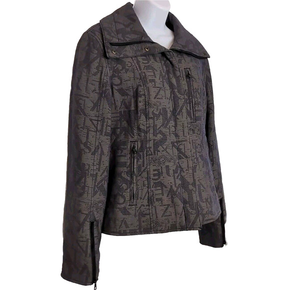 Krizia Jeans Jacket Women's Vintage Size 10 Gray Taupe Double Zip Pockets Moto - Picture 4 of 16